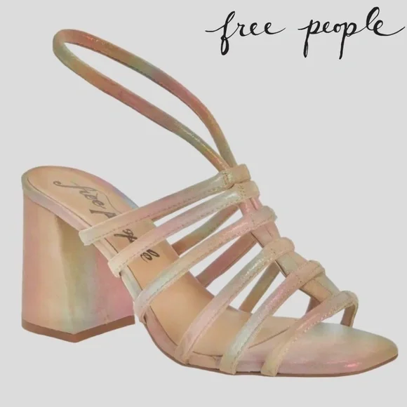 FREE PEOPLE Colette Cinched Ankle Block-Heel Strappy LEATHER Sandal/9.5M NWT - Picture 5 of 16